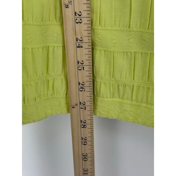CJ Banks Jacket Women 2X Bright Lime Textured Button Front Stretch Cotton Light - Picture 7 of 8